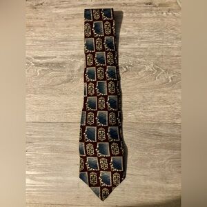 Dior Burgundy and Navy Patterned Tie